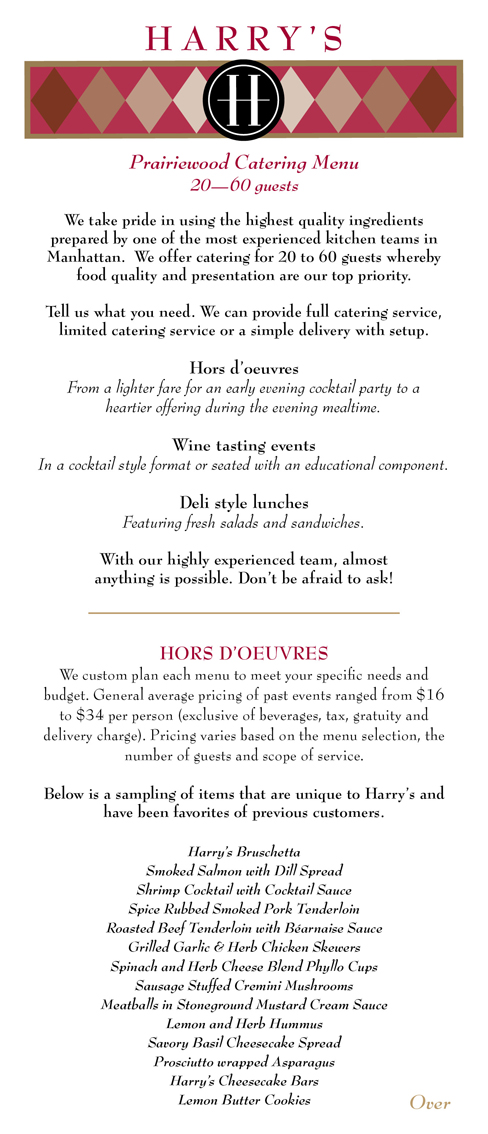 Harry's Menu